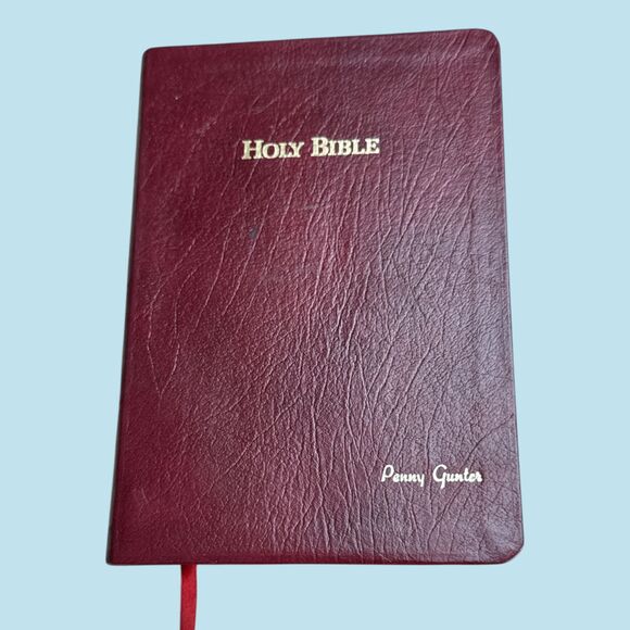 Holy Bible Red Letter Edition Burgundy Leather w/ Maps Presentation 1992 - Picture 1 of 10